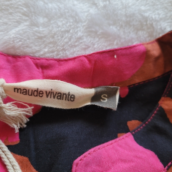 Maude Vivante Freya Dress Size S Pink Leopard Print Puff Sleeve Poplin Chic‎ - Picture 7 of 10